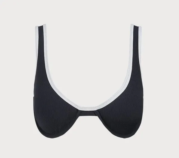 BERLOOK Contrast Trim Underwire Bikini TOP 07 Black Size M - Image 6