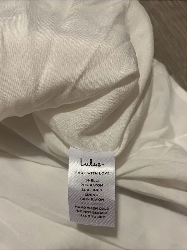 Lulus White Linen Blend Puff Sleeve Mini Dress Womens Size M NWT - Image 9