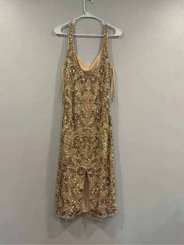 Mac Duggal 10755 Pink Sleeveless Handed Beaded Floral Dress sz 12 MIDI - Image 7