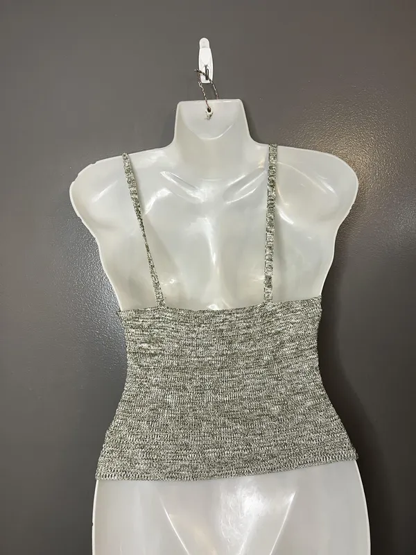 Love Republic Tank Top Womens M/L Green Knit V Neck Cami Stretch Made USA - Image 4