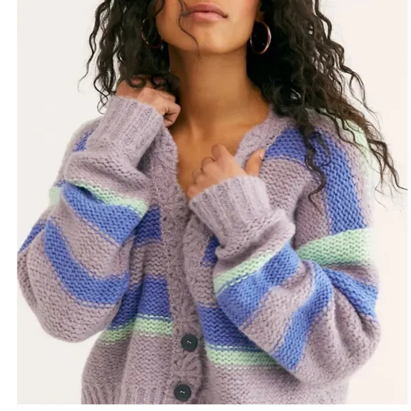 Free People Fine Time Cardi in Neptune sz large NWT bust 26” - Image 4