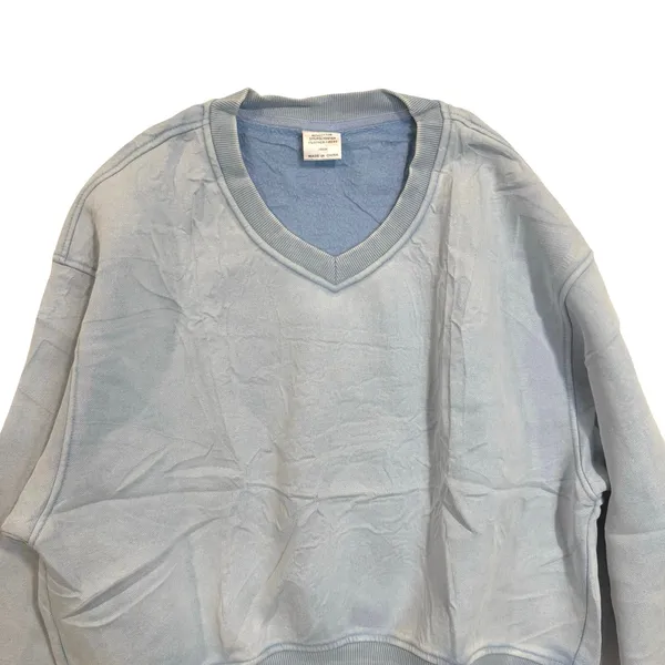 Cropped V-Neck Sweatshirt Women’s Small NEW light pastel Dusty Blue - Image 2
