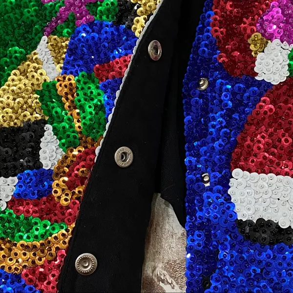 Vintage 80’s Beaded Sequin Christmas Vest L Size L - Image 9