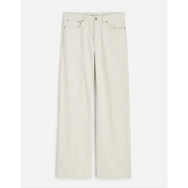 Madewell Low Slung Baggy Jeans Grey Railroad Stripe White Cream Rigid US 30 NWT - Image 6