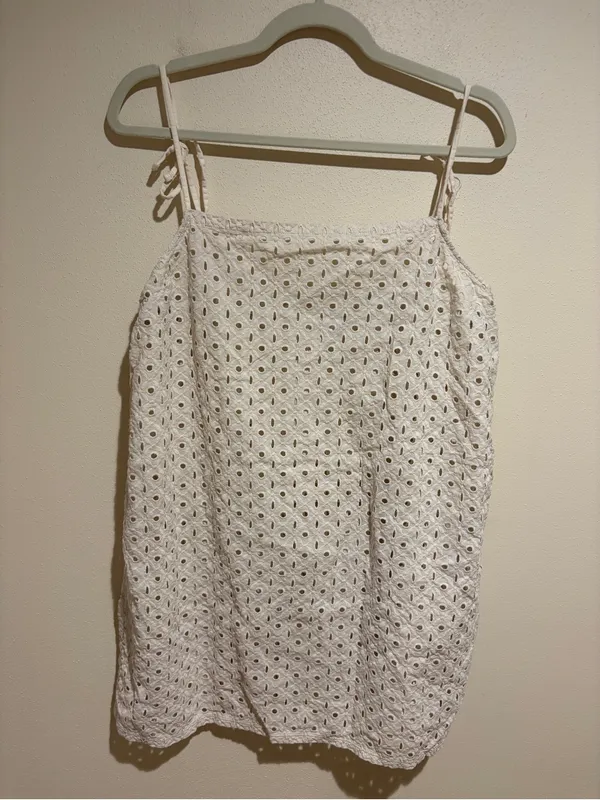 Vitamin A Cream Eyelet Tie-Shoulder Tunic Mini Dress Coverup Size XL - Image 3