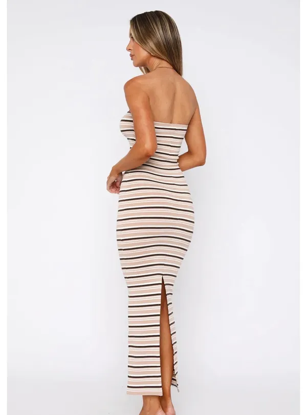 White fox brown striped dress - Image 2