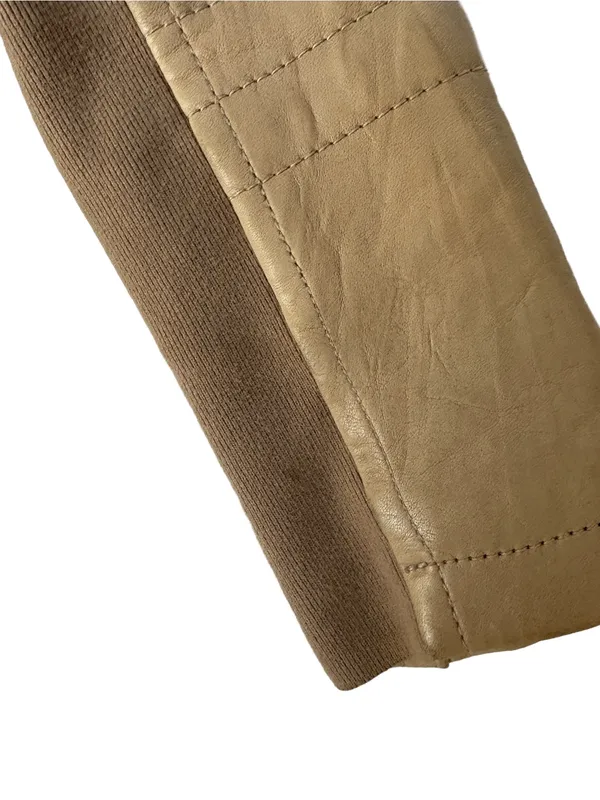 J.Crew Collection Genuine Leather Moto Jacket Beige Taupe Size 4 - Image 7