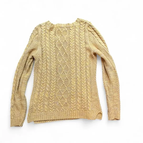 Dress Barn Women's M Yellow Cotton Blend Cable Knit Cottagecore Fall Sweater - Image 4