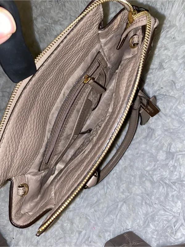 Michael Kors tan Pebbled Leather Satchel Bag purse - Image 8