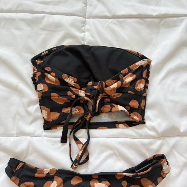 Shade & Shore Bikini Top Bandeau Womens Small Bottoms‎ Cheeky Cheetah Beach - Image 6