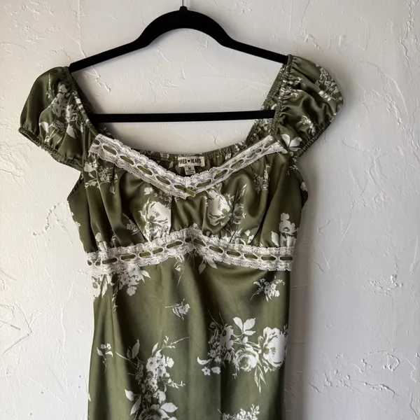 Inspired Hearts Dress Milkmaid Y2k Medium Floral Maxi Cottagecore Puff‎ Sleeve - Image 2