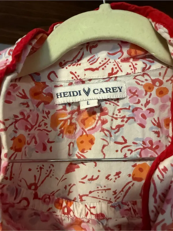 Heidi Carey 100% Cotton Floral Pajama Set L Pink Orange Ruffle - Image 2