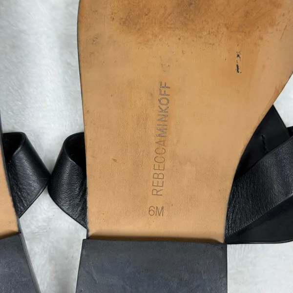 Rebecca‎ Minkoff Black Leather O-Ring Studded Thong Slide Sandals Womens 6M - Image 11