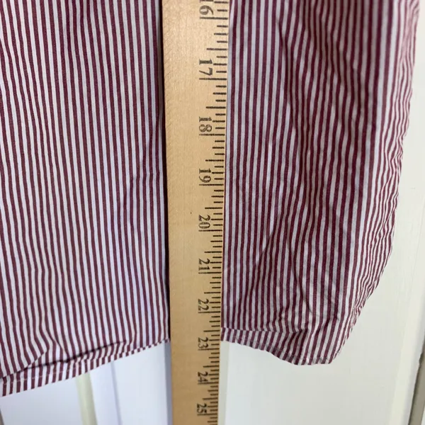 J.Crew Womens Burgundy White Striped Ruffle Sleeveless Cotton Blouse Top Size 2 - Image 7
