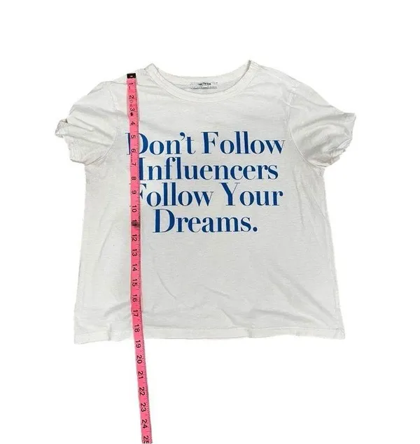 Zara graphic baby blue letter boxy cropped top tee women's medium influencer - Image 4