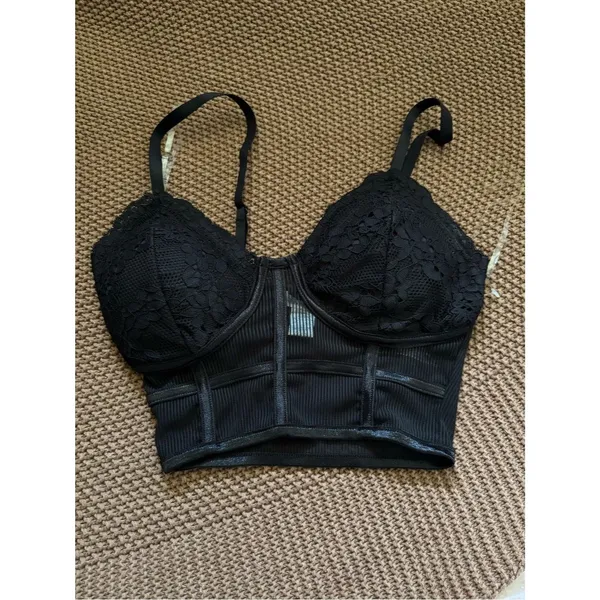 Bozzolo Black Lace Bustier Crop Top - Image 2