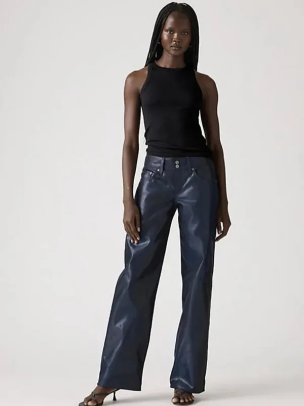 NWT Levi's Superlow Loose Jeans In Luminous Night Shiny SZ-30 - Image 4
