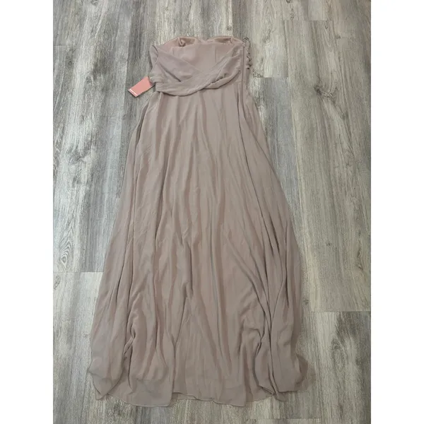 Birdy Grey Kira Chiffon Taupe Convertible One Shoulder Maxi‎ Dress Size Medium - Image 5