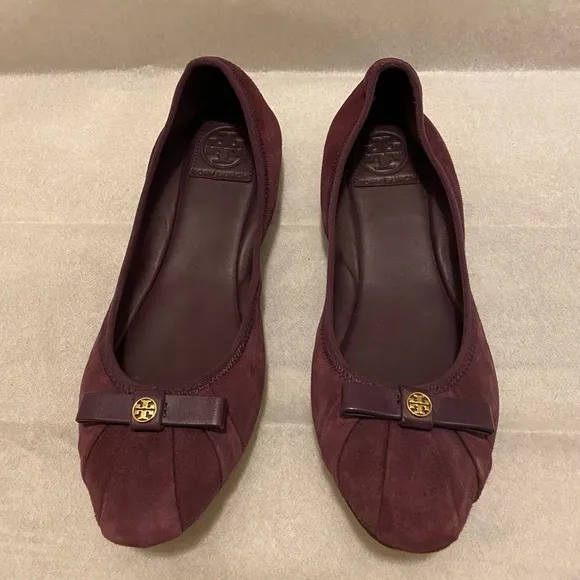 Tory Burch Purple Suede Ally Bow Ballet Flat - Image 2