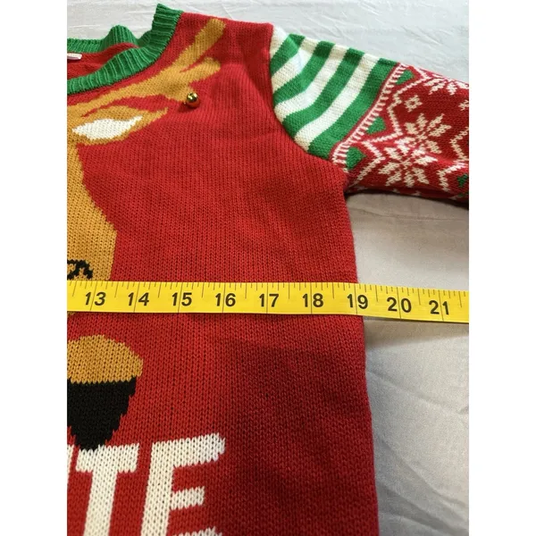 No Boundaries Too Cute To Be Naughty Reindeer Christmas Sweater Size L - Image 4