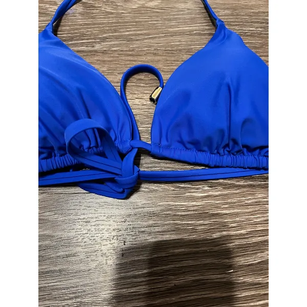Quince Italian Triangle Bikini Top in Sapphire Blue Size Large NWT! - Image 2