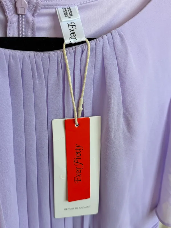 Lavender Chiffon Maxi Dress Flutter Short Sleeve Formal Gown with Pearl Necklace for Wedding Party Evening - Image 7