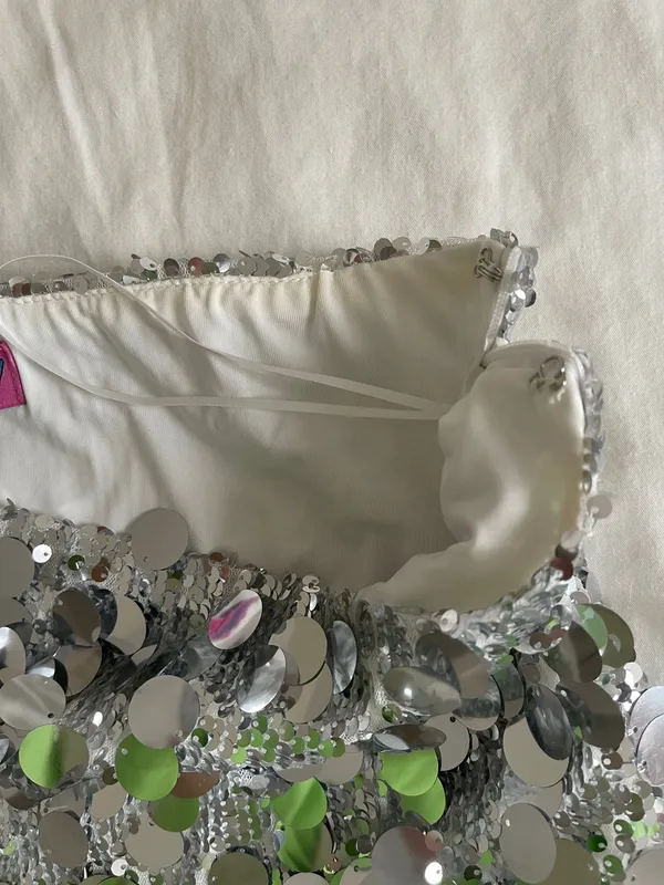 Edikted Sequin Skirt Silver Mini Sparkle - Image 7