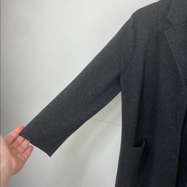 J.Crew Merino Wool Blend Open Front Cardigan Jacket Charcoal Gray Small - Image 4