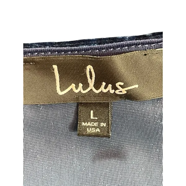 Lulus Women’s Blue Crushed Velvet Wrap Dress Size L Fit & Flare Holiday Party - Image 5