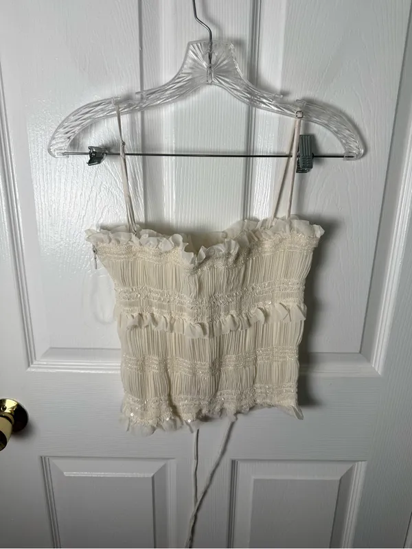 House of CB Lula Ivory Sequin Pleat Corset S - Image 5