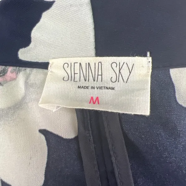 Sienna Sky Sz Medium Light Weight Open Front Blazer Jacket Navy and White Floral - Image 8