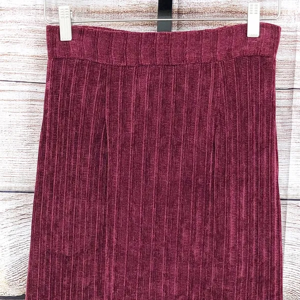 Anthro Hutch Burgandy Velour Midi Skirt Size XS - Image 10