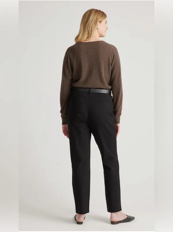 Quince Ultra-Stretch Ponte Straight Leg 4-Pocket Pull-On Pants Black Size Large - Image 3