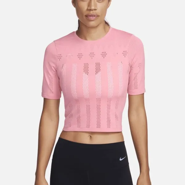 Nike Yoga women’s Dri-Fit Adv luxe short sleeve pink crop top athletic size M - Image 6