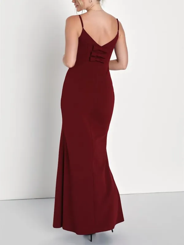 Lulus Eloquent Ease Burgundy Sleeveless Mermaid Maxi Dress Prom Party Size M - Image 2