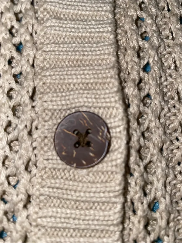 L.O.G.G + H&M Open-weave crocheted cardigan button v-neck long sleeve NEW size L - Image 4