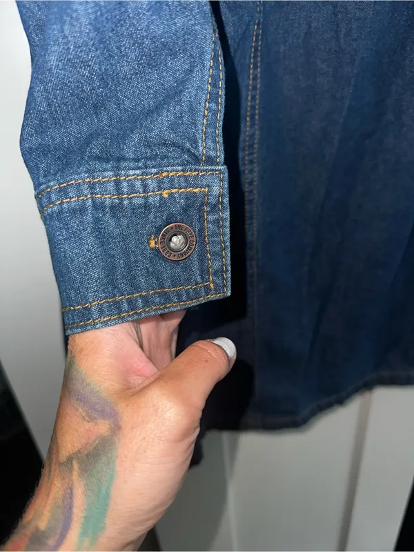 NWOT Frye Denim Button Down Mini Dress Dark Wash - Image 4