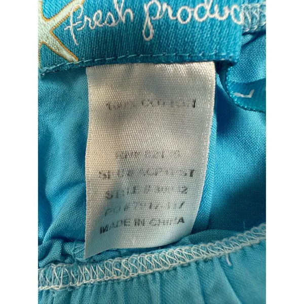 Fresh Produce Turquoise Blue Cotton Crop Capri Pants Drawstring Large - Image 5