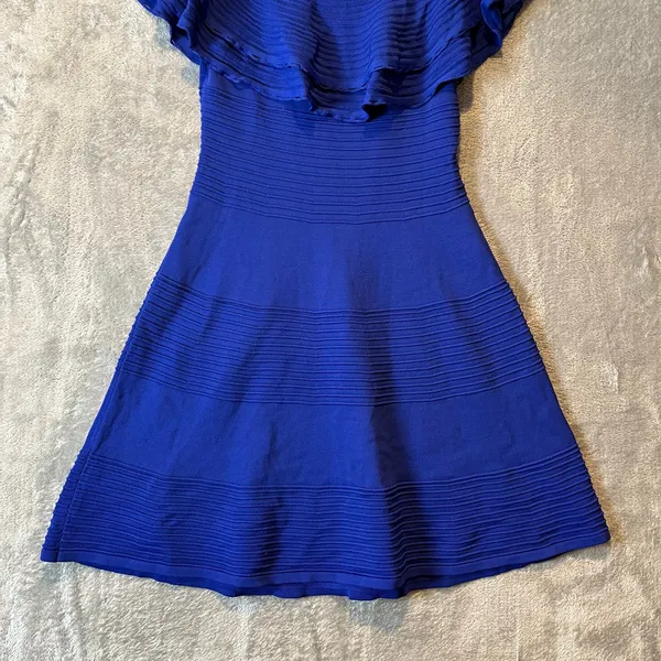 Eliza J Small Royal Blue Off Shoulder Ruffle Fit & Flare Cocktail Dress New - Image 3