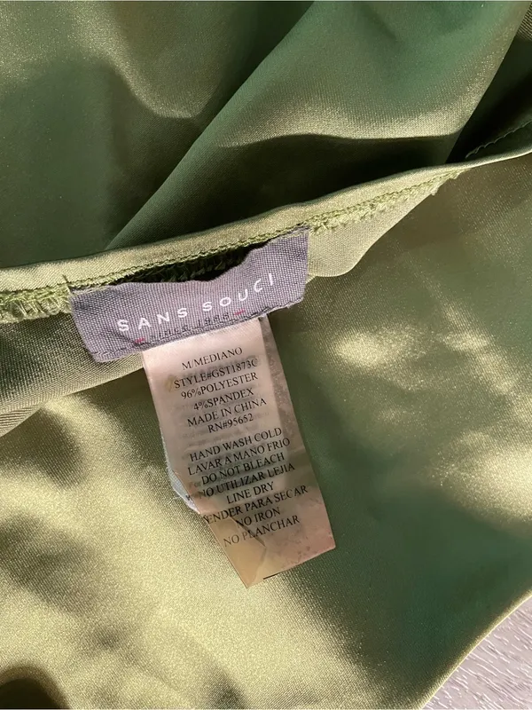 Sans Souci Olive Satin Camisole Top - Image 2