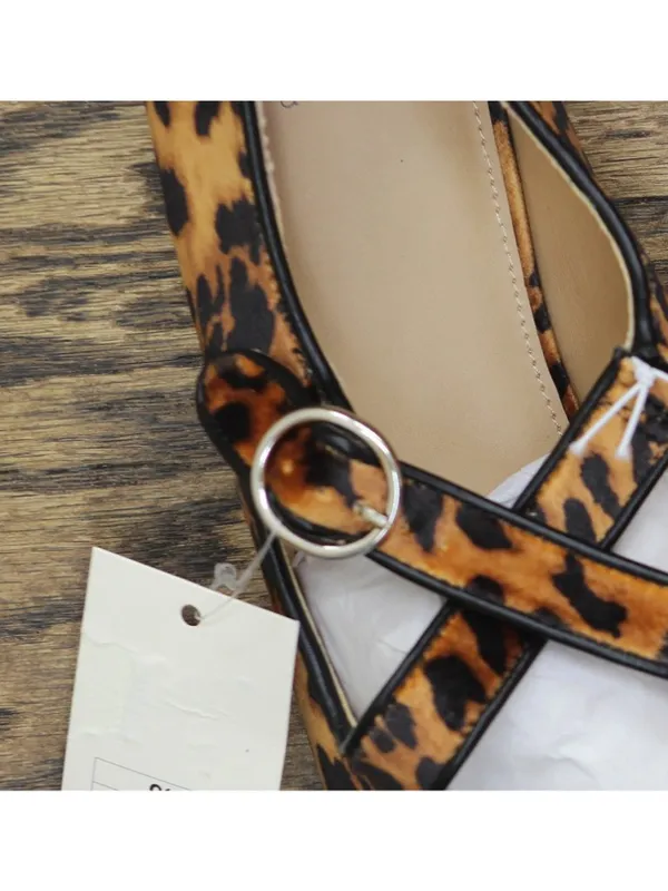 NWT A New Day Velvet Flats with Crisscross Buckle Leopard Brown Multi 9.5M - Image 10