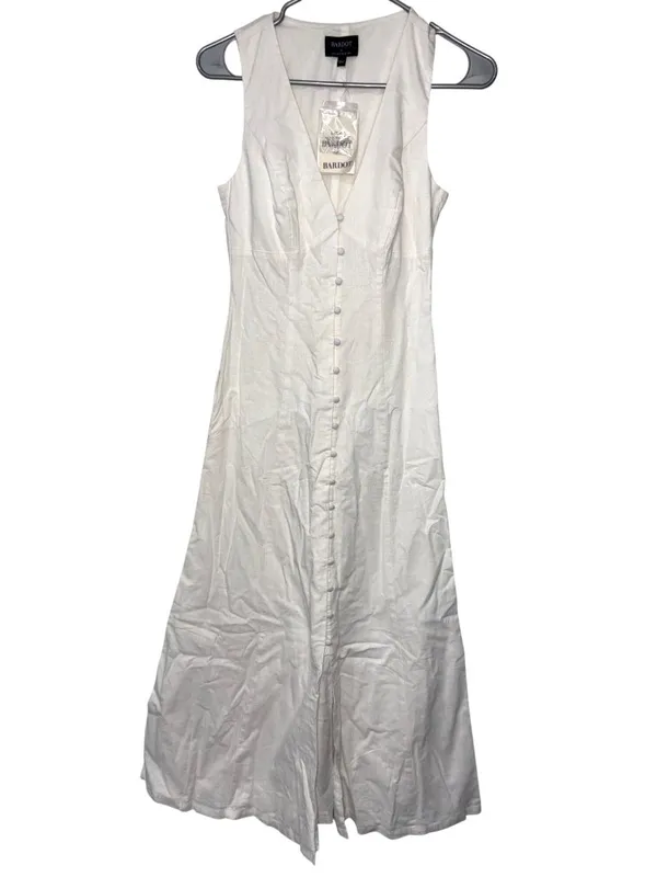 Bardot x REVOLVE Cordelia Linen Midi Dress in Orchid White 2 New Womens - Image 4