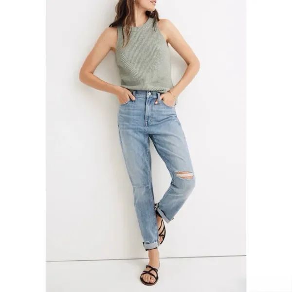 Madewell Boyjean Jeans Size 26‎ Blue Elkhart Wash High Rise Slim Crop Capsule - Image 12