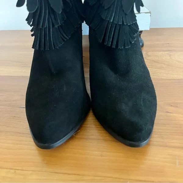 Women’s Catherine Malandrino‎ Domenica Black Fringe Bootie Ankle Boots Size 8 - Image 4