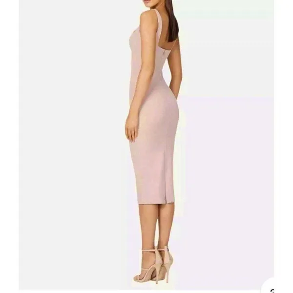 Nookie NWT Women XS Nude Blush Pink Square Neck Midi Dress Minimalist Luxury - Image 3