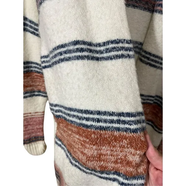 Loft Womens Open Front Long Cardigan Multicolor Stripe Pockets Size‎ S Soft Cozy - Image 9