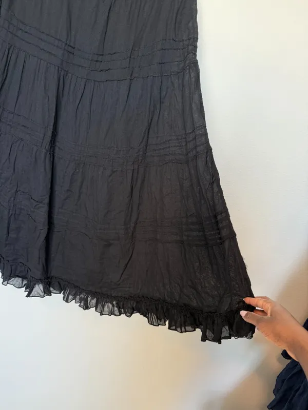 Vintage Y2K Black Tiered Peasant Maxi Skirt - Image 5