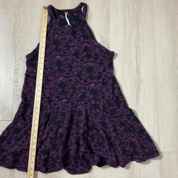 Free People Dark Textured Lace Halter Mini Whimsigoth Dress Small Fit Flare Boho - Image 6