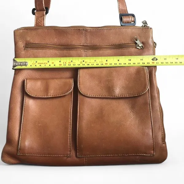 Vintage HOBO INTERNATIONAL - Brown Leather Pocket Crossbody Bag Purse - Image 7