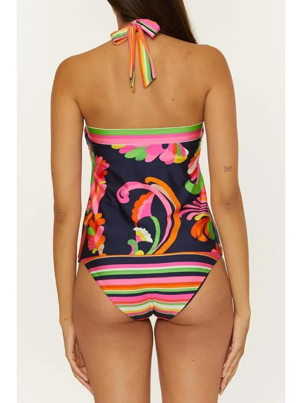 Trina Turk Womens 8 Anniversary Stripe Reversible High Neck Tankini Swimsuit Top - Image 2